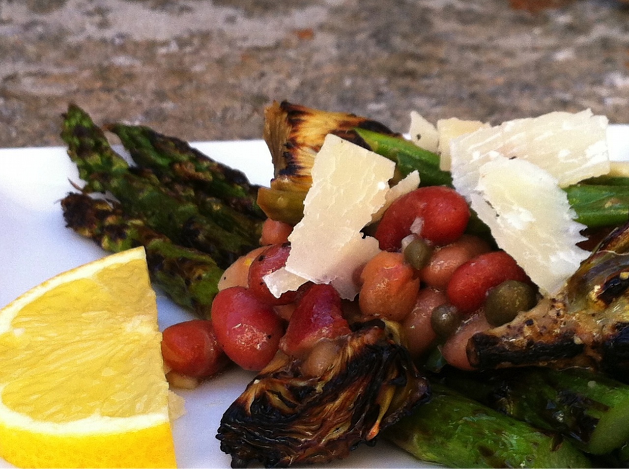 Grilled Vegetables and Mixed Bean Salad