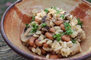 Warm Black Eyed Peas and Mushrooms Salad