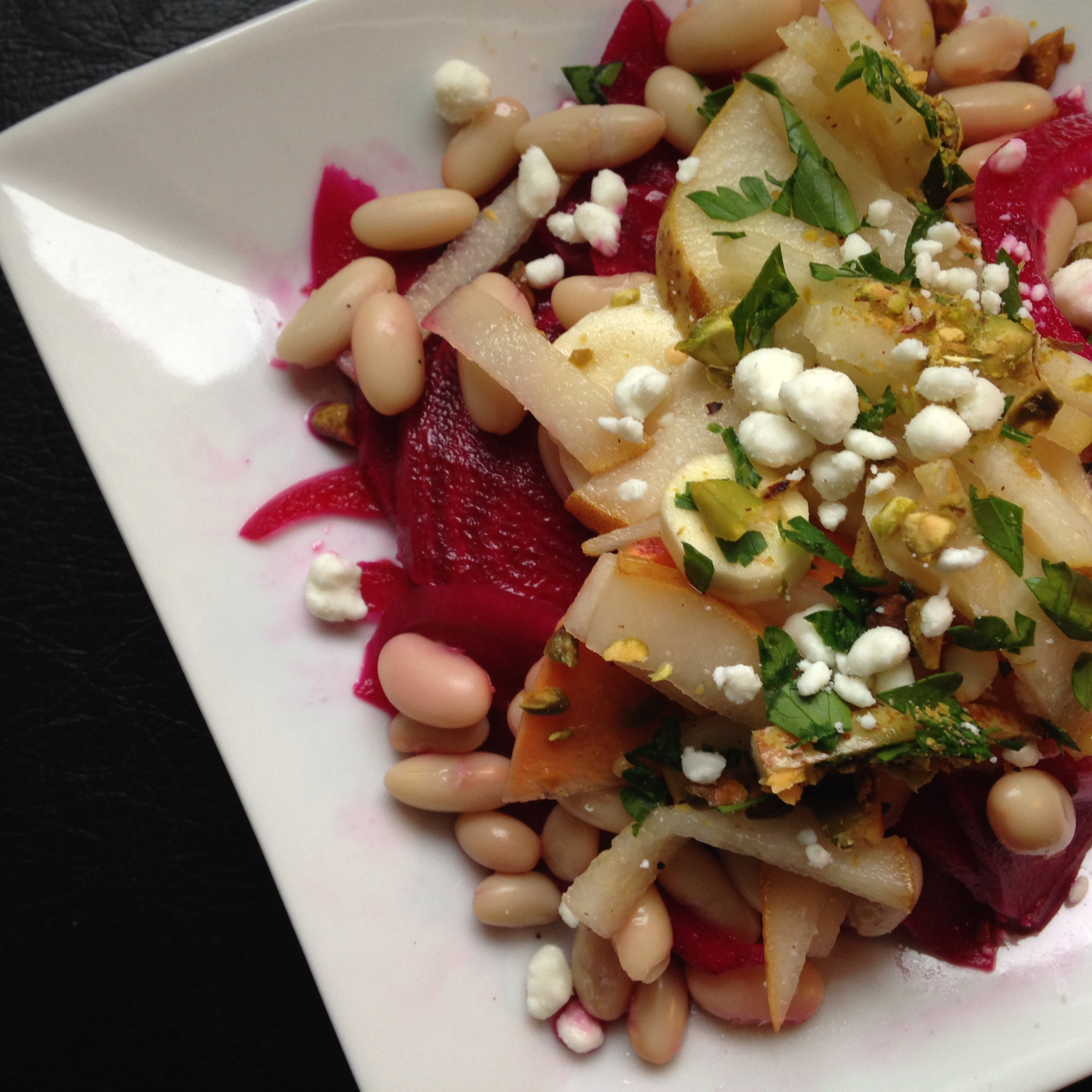 Pickled White Beans, Pear and Root Vegetable Salad