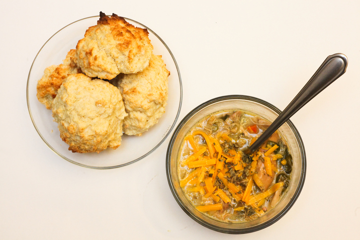 Easy-Fix Chicken and Biscuits Soup with Mixed Beans