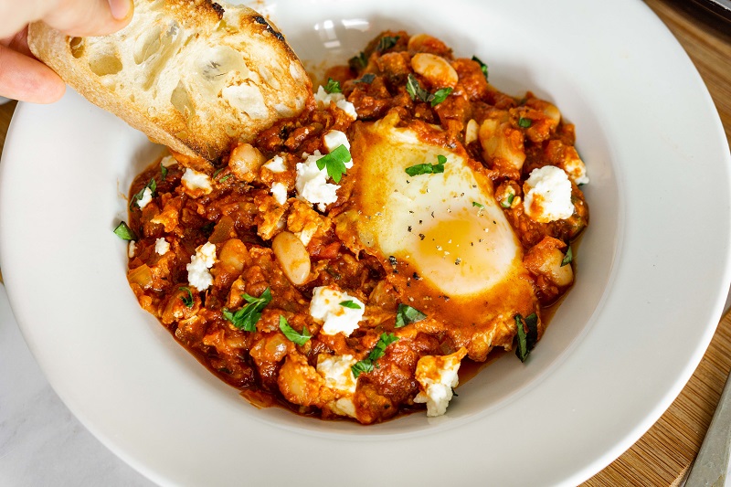 White Bean Shakshuka made with Randall Beans great northern beans