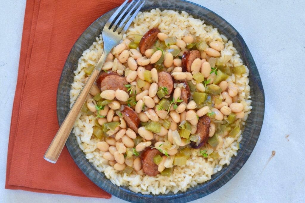 image of white beans and rice